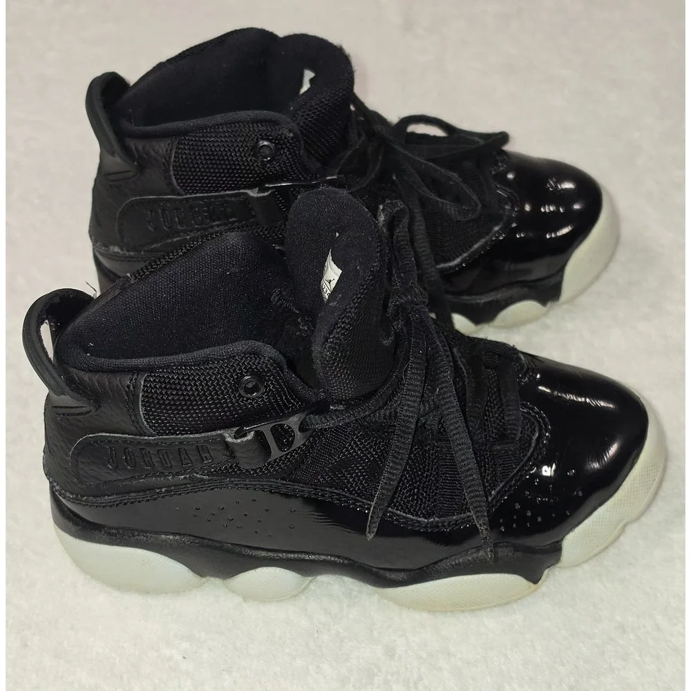 Jordan 6 Rings Black White Boys' High Top Sneakers Size 12C